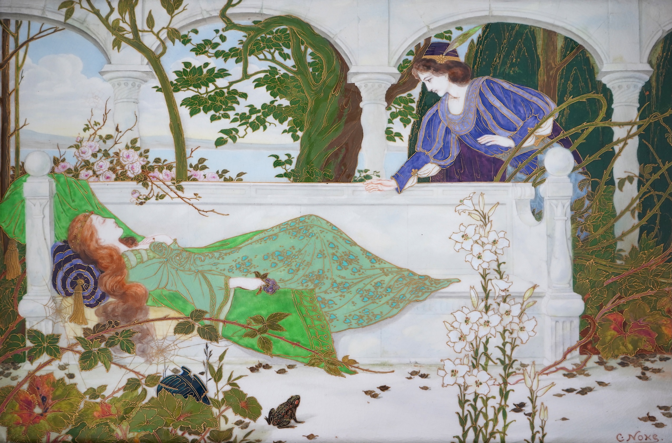 Charles Noke (1858-1941) and William G. Hodkinson (1880-1920) for Royal Doulton: An impressive Pre-Raphaelite style plaque